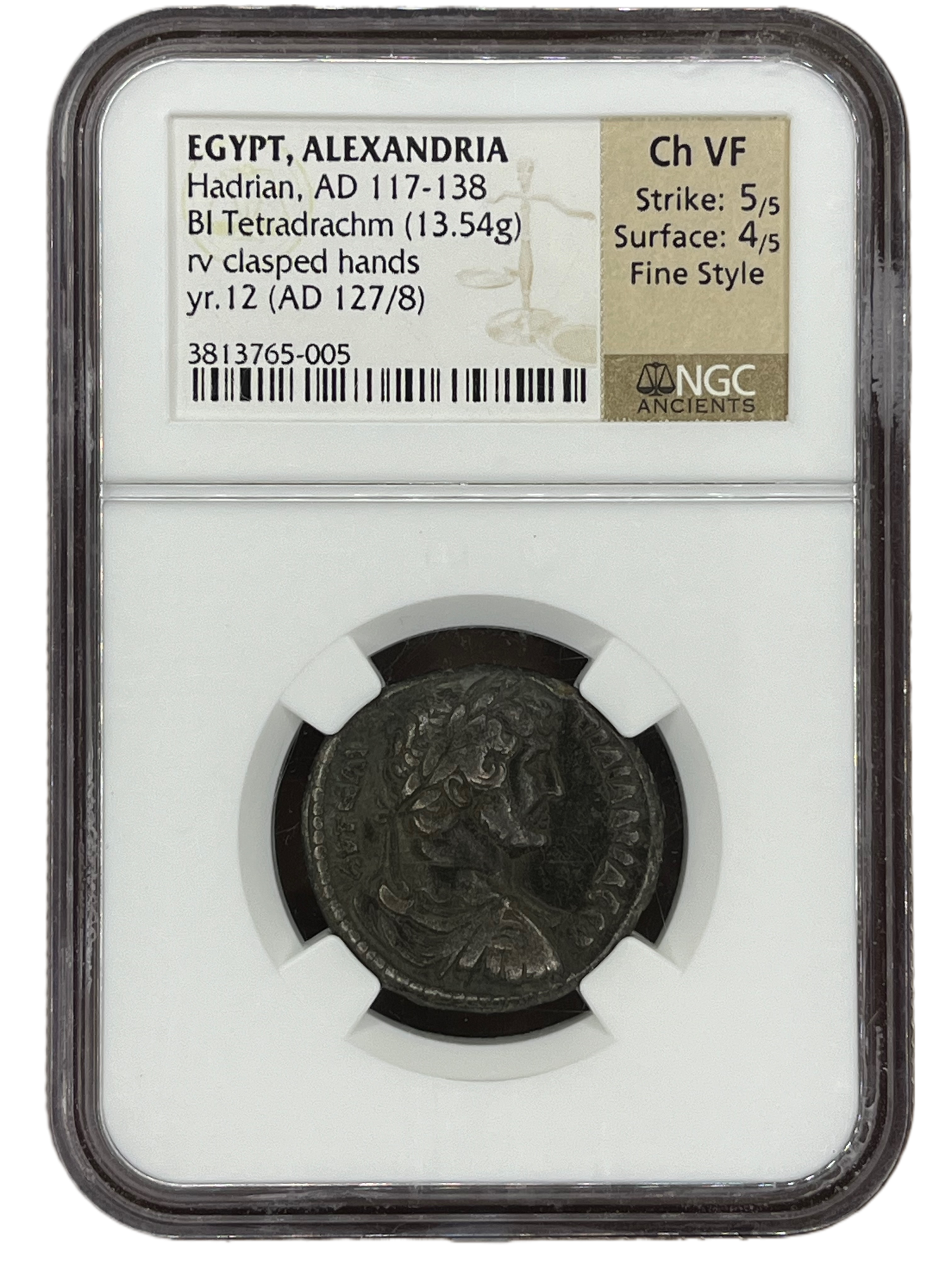 Hadrian (117-138 AD) ~ BI Tetradrachm ~ NGC Choice Very Fine, Fine Style