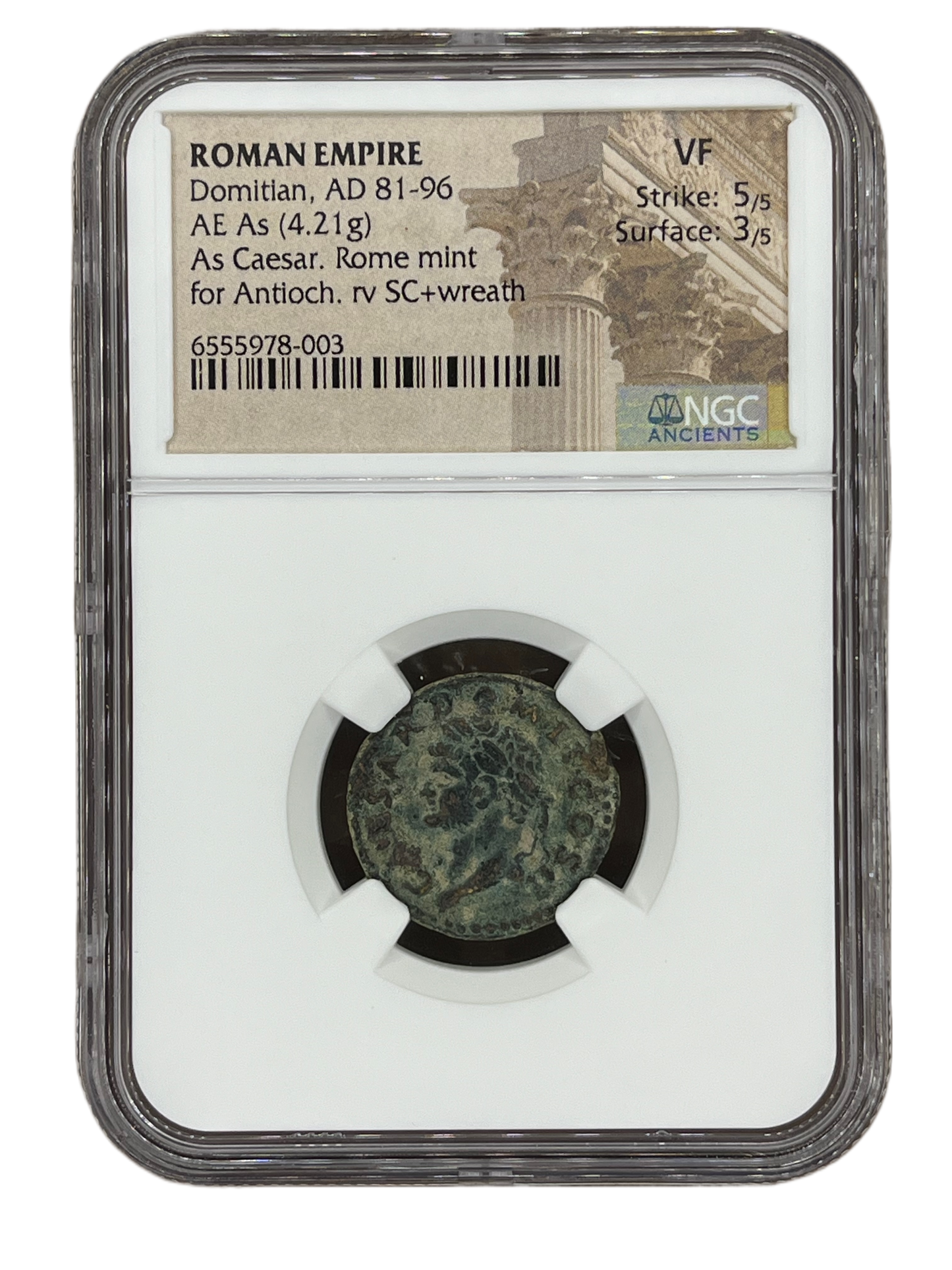 Domitian (81 -96 AD) ~ AE As ~ NGC Very Fine