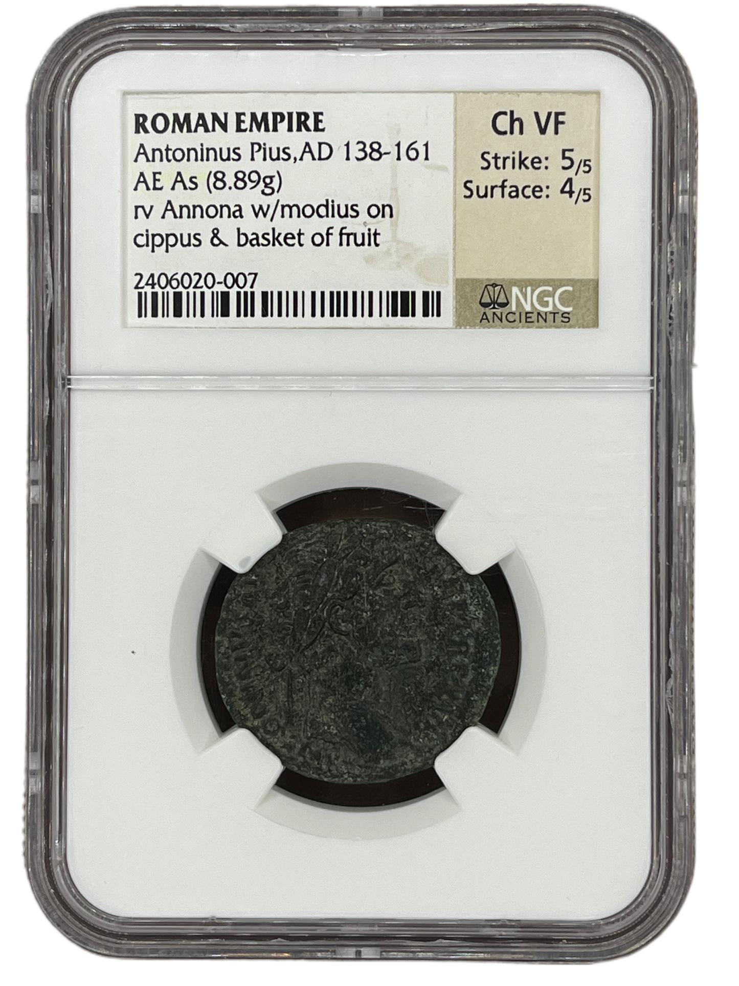 Antoninus Pius (138-161 AD) ~ AE As ~ NGC Choice Very Fine