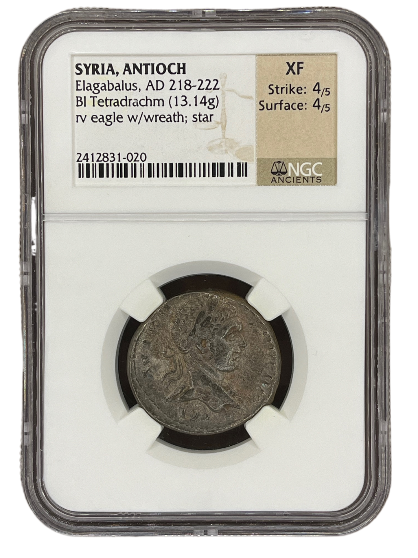 Elagabalus (218-222 AD) ~ BI Tetradrachm ~ NGC Extra Fine