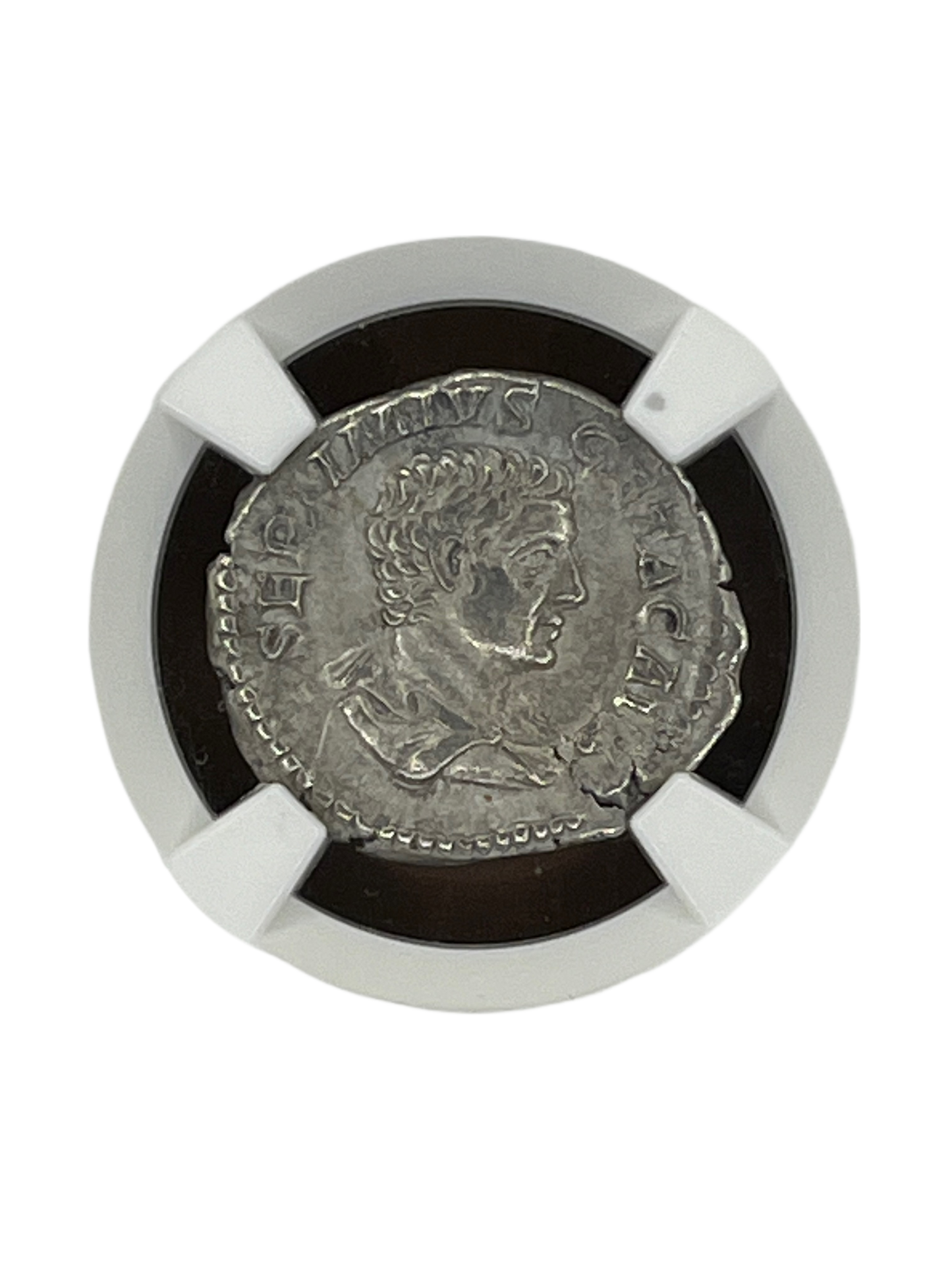 Geta (209-211 AD) ~ AR Denarius ~ NGC Extra Fine, Fine Style