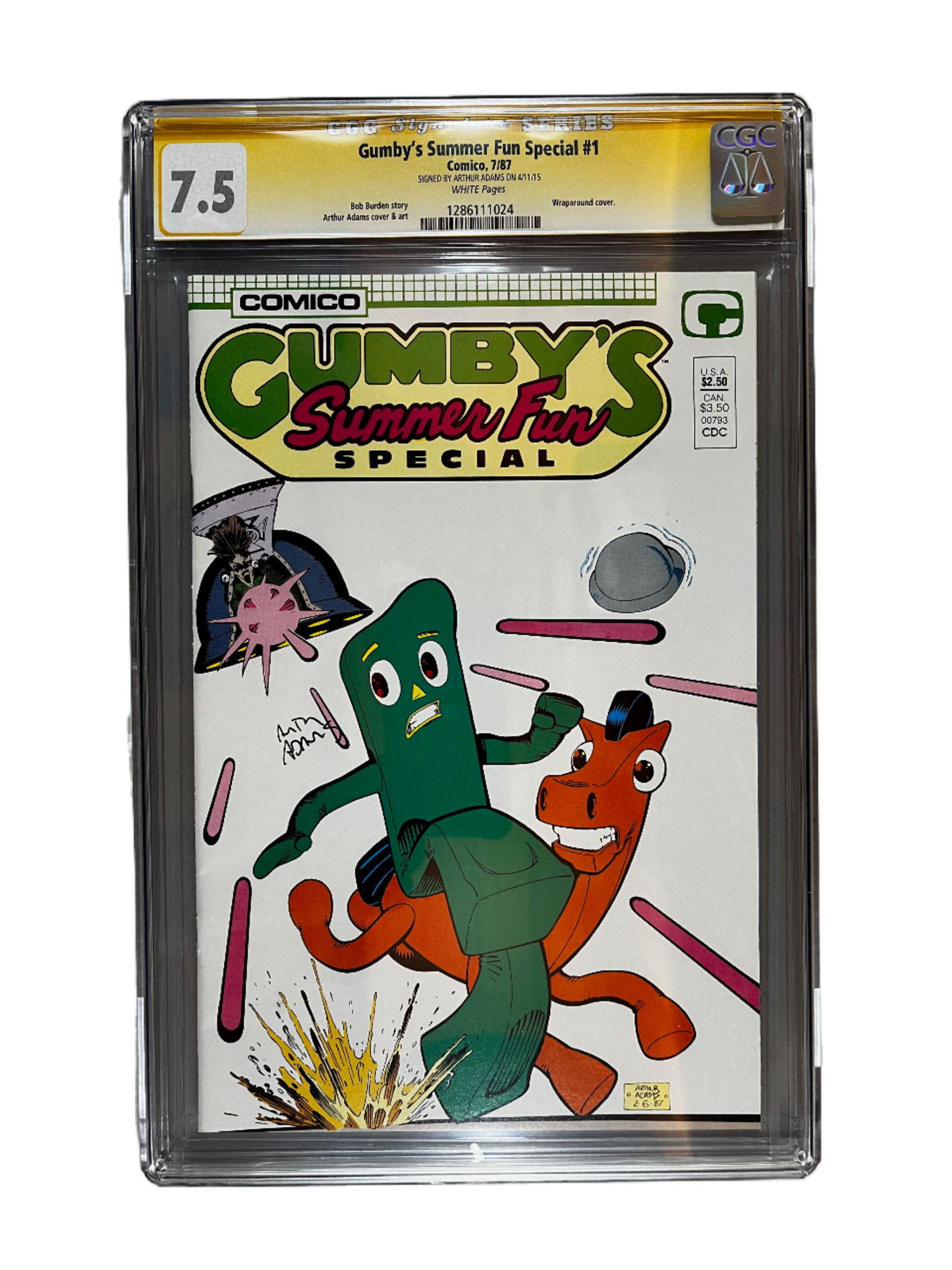 Gumby's Summer Fun Special ~ Issue #1: July 1987, CGC Graded 7.5, Arthur Adams Signed