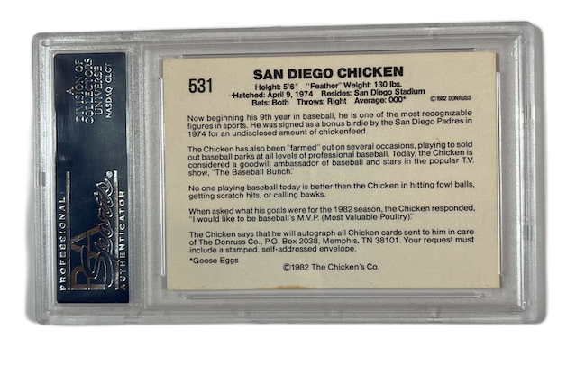 San Diego Chicken ~ 1982 Donruss, Signed